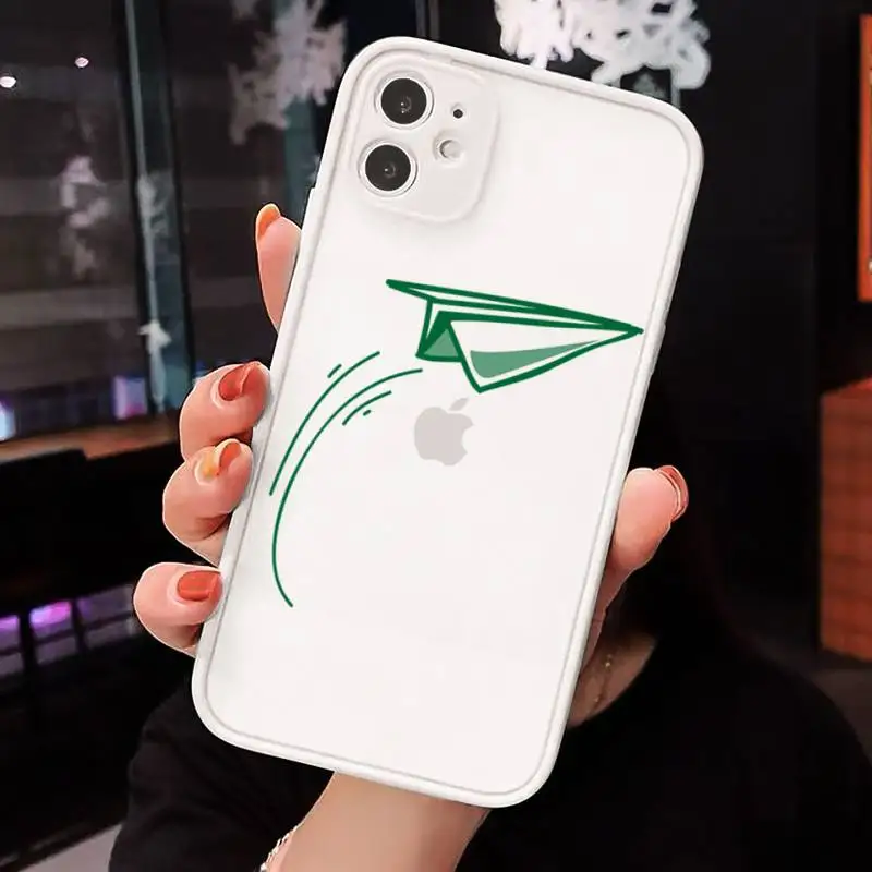 

paper airplane Childhood flying cute Phone Case Matte Transparent for iPhone 7 8 11 12 s mini pro X XS XR MAX Plus cover funda