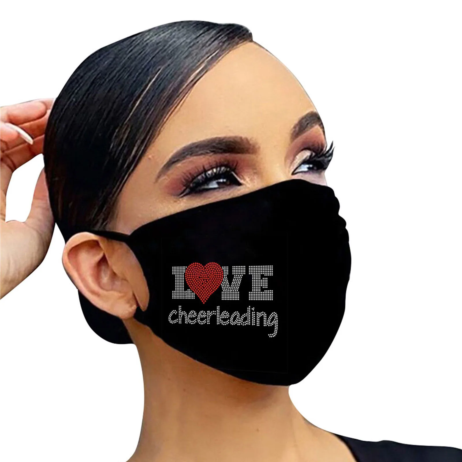 

Heart Printed E-lement Face Mask Rhinestone Pattern Dustproof Cotton Washable Reusable Mondkapjes Wasbaar