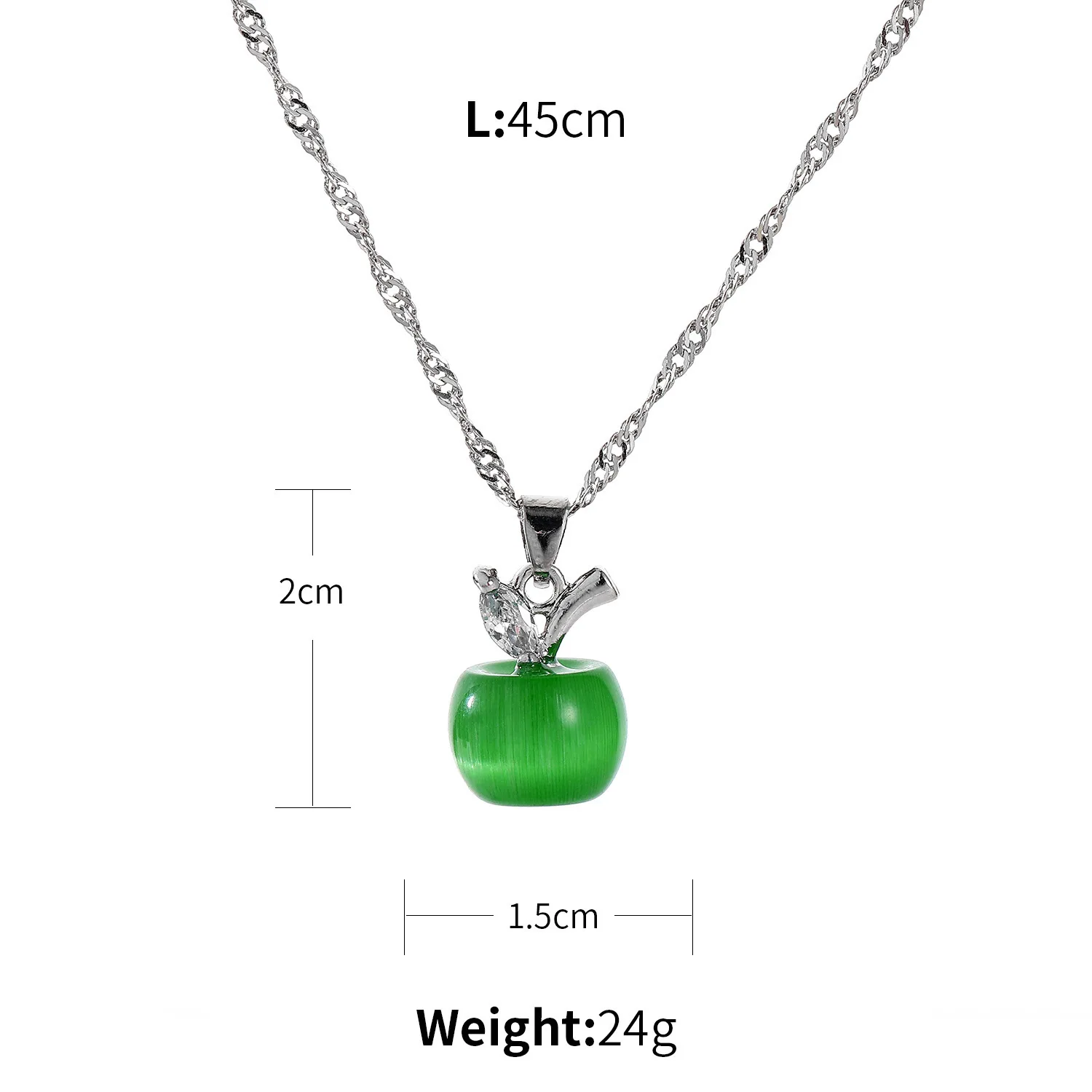 Цепочка с подвеской из натурального камня яблока ожерелье кристаллами и