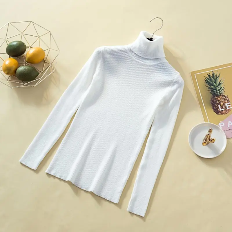 Gentillove Women Autumn Chic Solid Candy Color Basic Sweater Casual Long Sleeve Turtleneck Slim Knitted Korean Harajuku Pullover | Женская