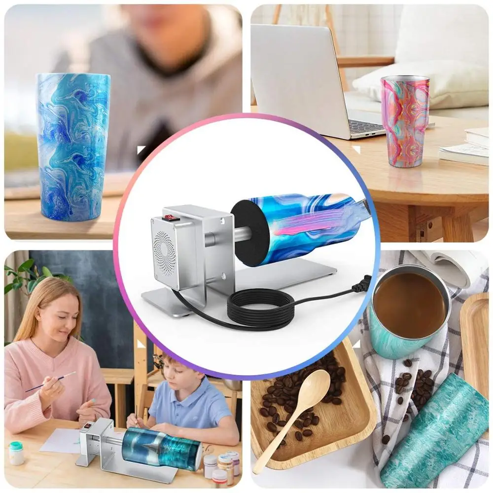 

Cup Turner with Silent Motor 10 Oz to 30 Oz Tumbler Spinner with 2 Foam Crafts Tumbler Cup Spinner Machine Kit Cuptisserie Cup