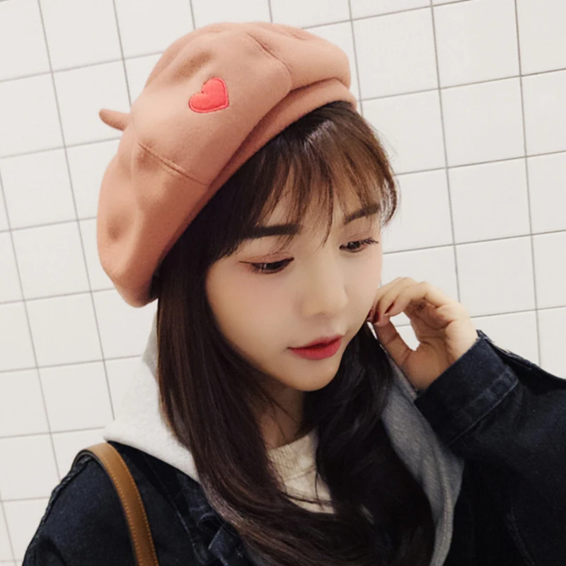 Шерстяной берет шапки женская зимняя французская шапка для девушек цветной