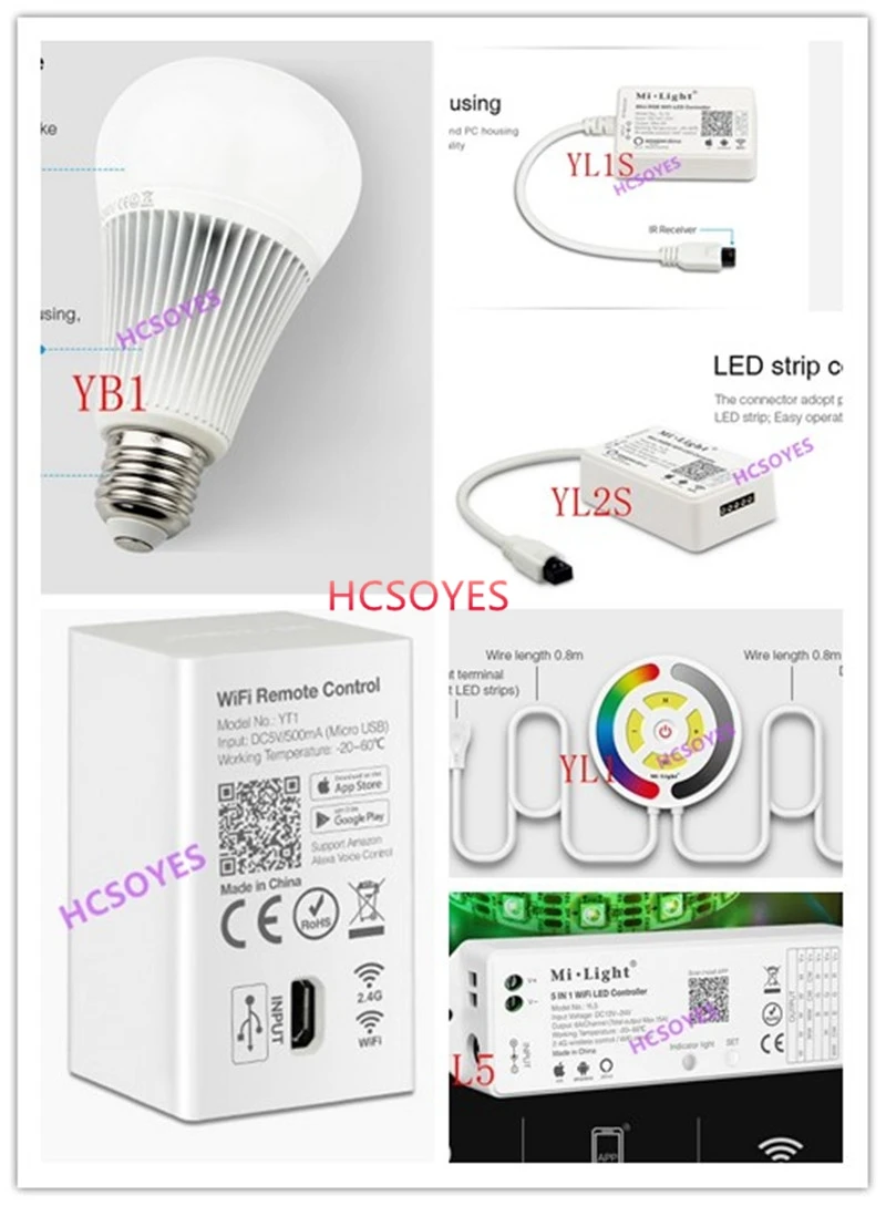 Milight YT1 2 4G Wi-Fi беспроводной пульт дистанционного управления YB1 9 Вт RGB + CCT