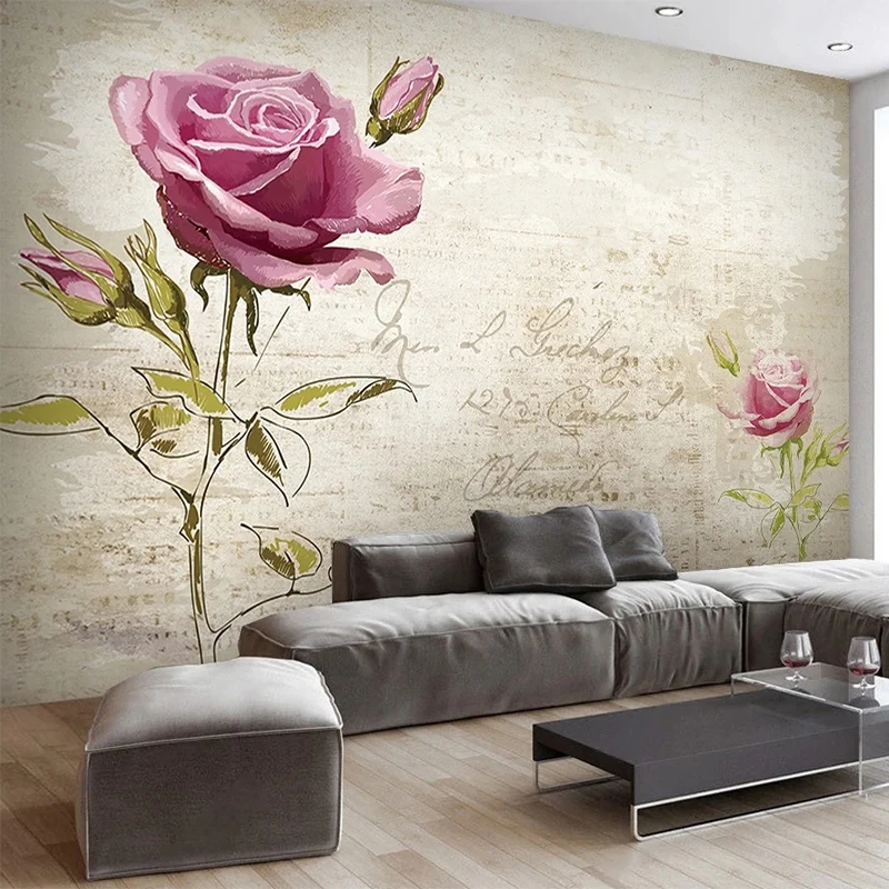 

Custom Mural Wallpaper European Style Retro Flowers Living Room Bedroom Beautiful Background Wall Decor Papel De Parede 3D Sala