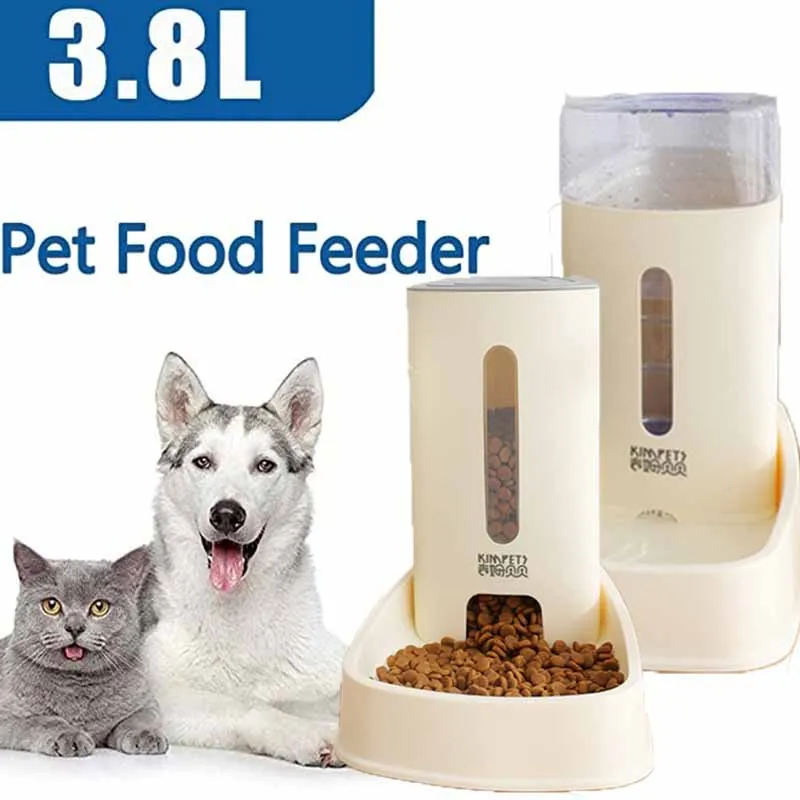 

3.8L Automatic pet feeding and drinking fountain Pet accessories Dog Food Feeder Cat Water Feeder puppy feeder large capacity