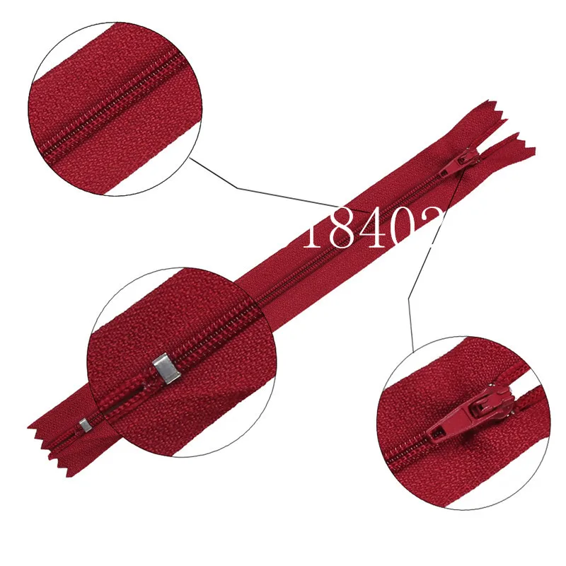 

10pcs 3# 7.5cm-70cm Wine Red Nylon Coil Zippers for Tailor Sewing Crafts Nylon Zippers Bulk Sewing Accessories