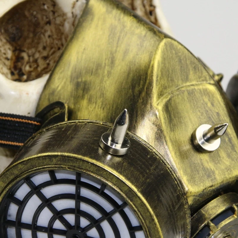 

Steampunk Metal Gas Mask with Goggles, Death Mask Helmet for Halloween Costume