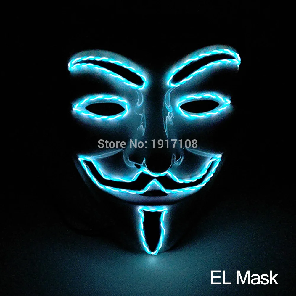 mask 25 Лидер продаж EL Wire светящаяся маска Nenon светильник костюм маска светодиодный Вечерние Маски для страшной тематики косплей маска украшение - Цвет: mask 25