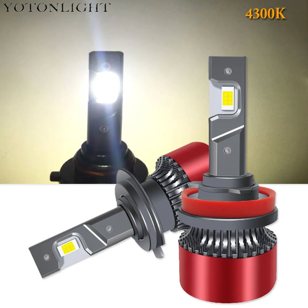 2x Mini 4300K Led H11 H1 H3 H7 H4 Светодиодная лампа для фар H8 9005 Hb3 9006 Hb4 55w 6000K Hir2 9004 9007 H13 16000lm