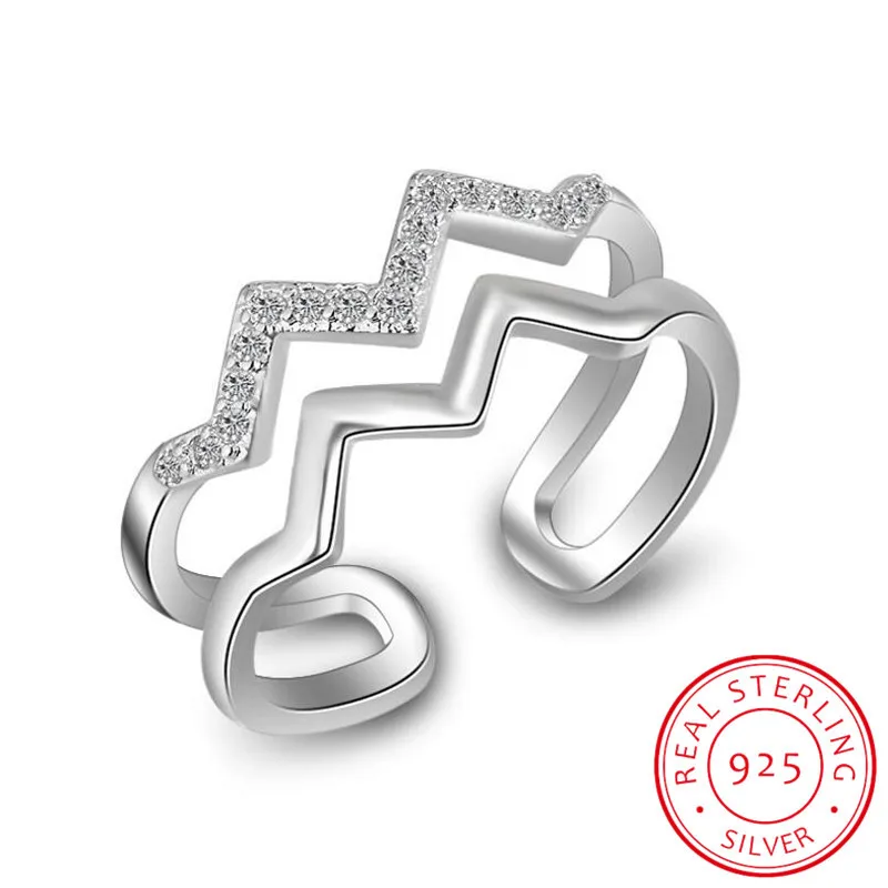 Женские кольца из стерлингового серебра 925 пробы модные Многослойные