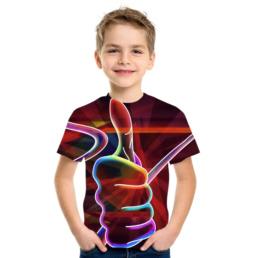 

2021 Summer New Products Boys and Girls Colorful Pictures 3d T-shirt Casual Fashion Short Sleeve