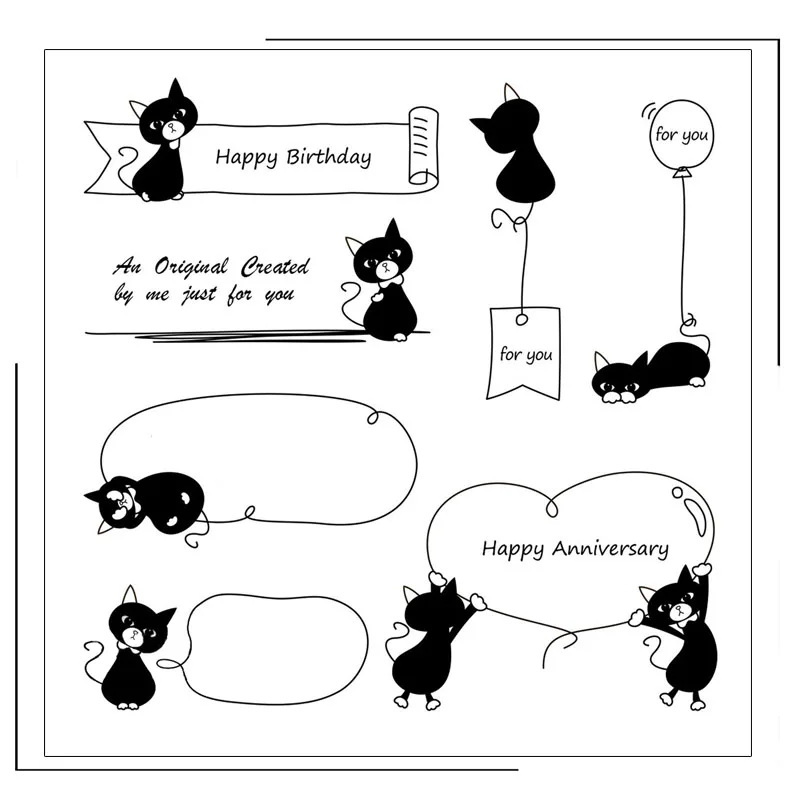

Cat Message Board Clear Silicone Stamps Scrapbooking Crafts Decorate Photo Album Embossing Cards Making Clear Stamps New