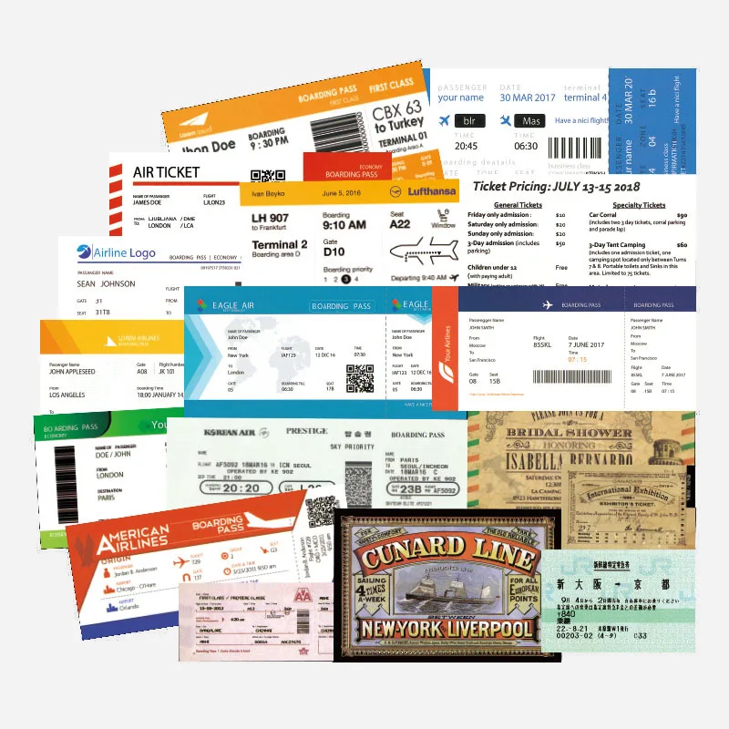 55 шт Забавный авиа билеты Стикеры перемещающиеся посадочный талон воздуха Tickerts