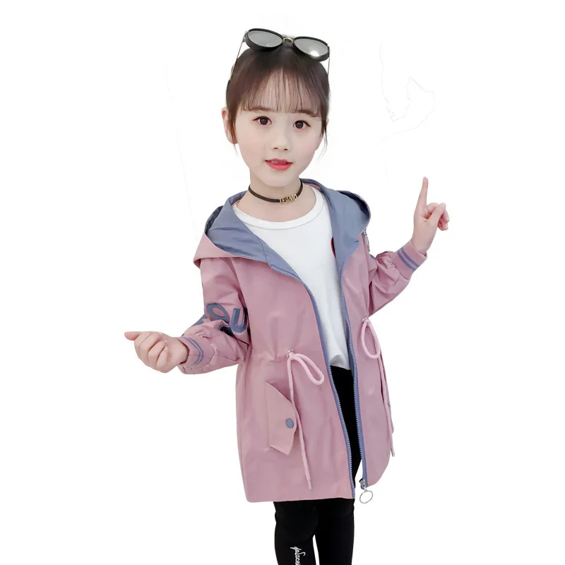 

High Quality Spring Autumn Long Sleeve Hooded Jacket for Girls New Windbreaker Girls Children Teenage Kids Clothes Hot Sale