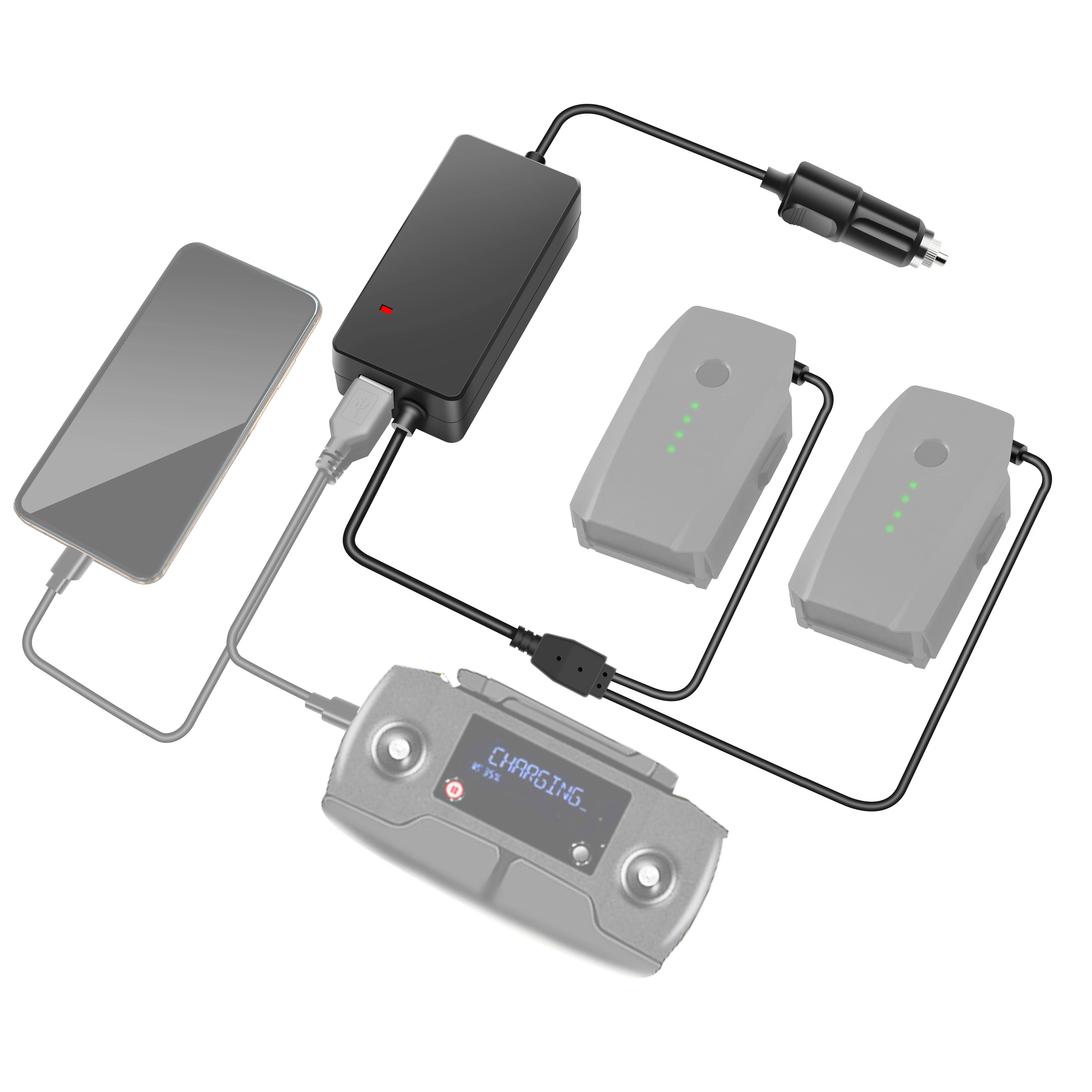 2 в 1 Автомобильное зарядное устройство для DJI Mavic Pro Platinum Drone батарея Быстрая