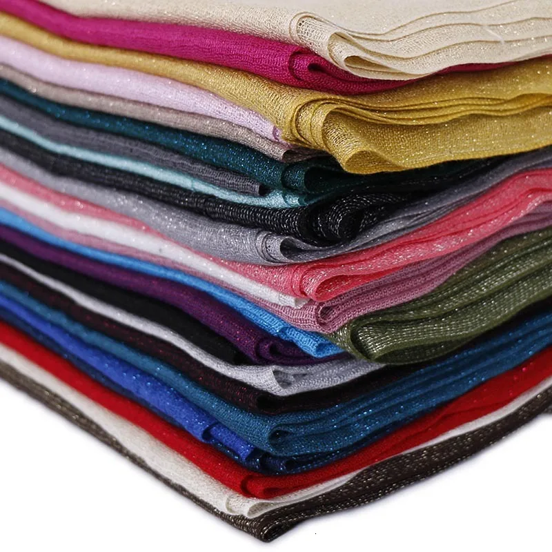 170*60 см хлопковый шарф шаль Женский блестящий длинный хиджаб с бахромой палантин