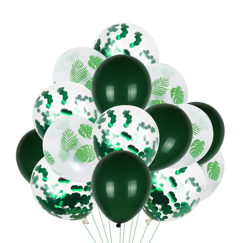 Зеленых воздушных шаров комплект пальмовых листьев шар конфетти металлик клипсы