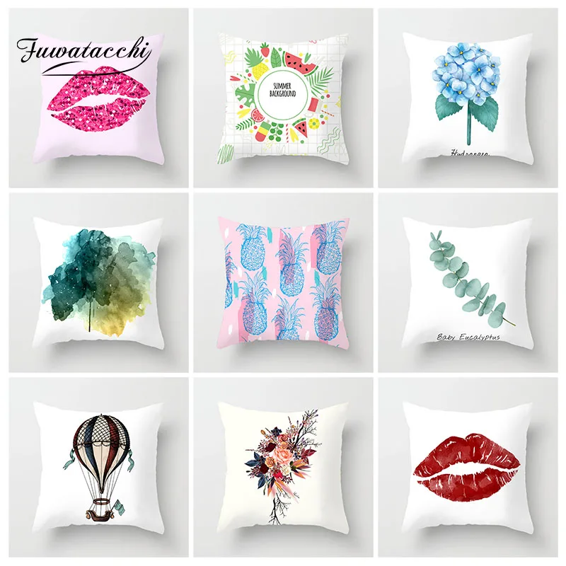Чехол для подушки Fuwatacchi с цветами поцелуями листьями горячим воздухом