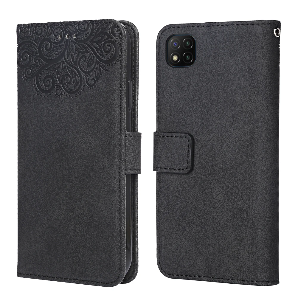For on Xiaomi Poco C3 Flower Embossing Case Coque for c 3 Wallet Flip Leather miPoco Phone Bag | Мобильные телефоны и