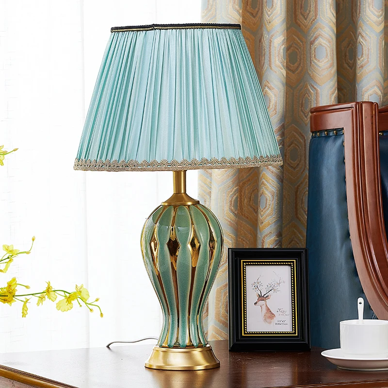 American Luxury Gold Painting Vase Ceramic Table Lamp for Bedroom Living Room Bedside Modern Household Home Decor | Лампы и освещение