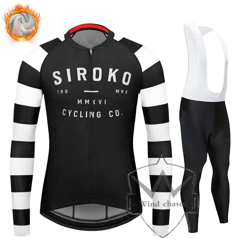 

SIROKO Cycling Clothes Long Sleeve Men's Suit Winter fleece Mountain Bike Clothing Bicycle Clothes Road Bike Ropa de ciclismo
