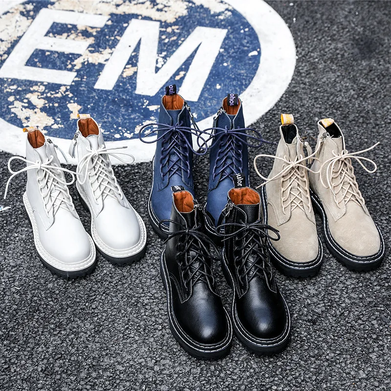 Женские повседневные ботинки женские мартинсы на платформе Брендовые ботильоны