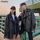 Куртка женская кожаная с отложным воротником, базовая верхняя одежда унисекс, в стиле бойфренд, уличная одежда свободного покроя в Корейском стиле, для студентов, весна-осень