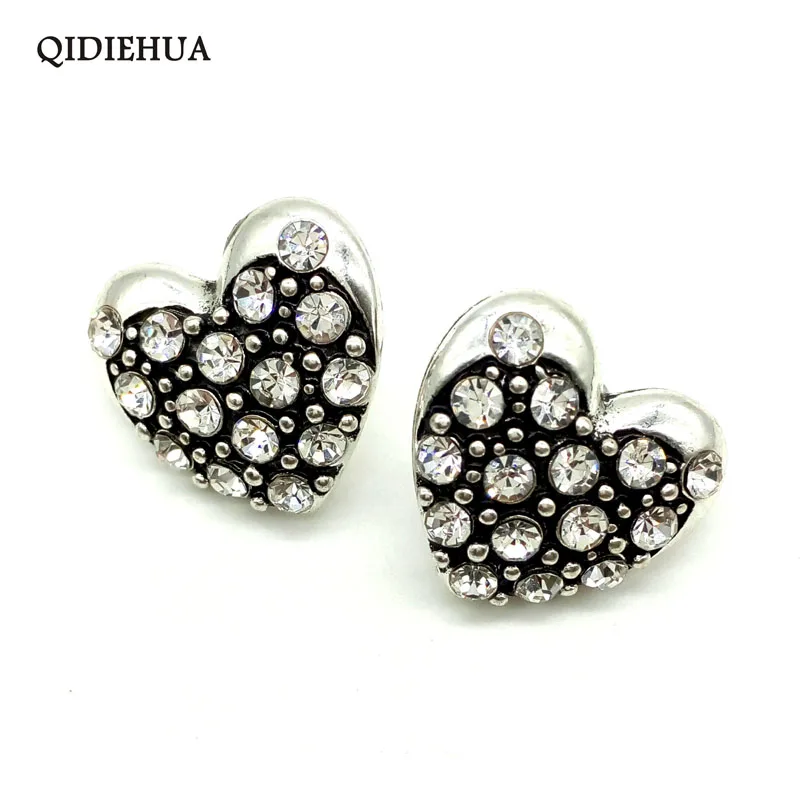 Модные Винтажные маленькие серьги гвоздики в форме сердца белые женские стразы