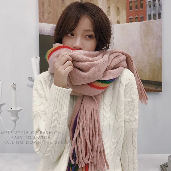 

Шарф женский студенческий корейский 200*40 см шарф с кисточками в подарок для ее одноклассников лучший друг зимний теплый шарф Sca