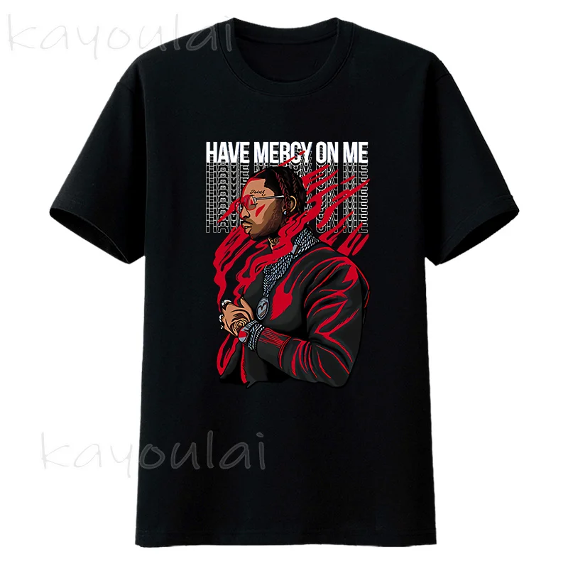 

Wholesale Harajuku Men Clothes Crew Neck 100% Cotton T Shirts Have Mercy On Me Printing Streetwear Black T-Shirt