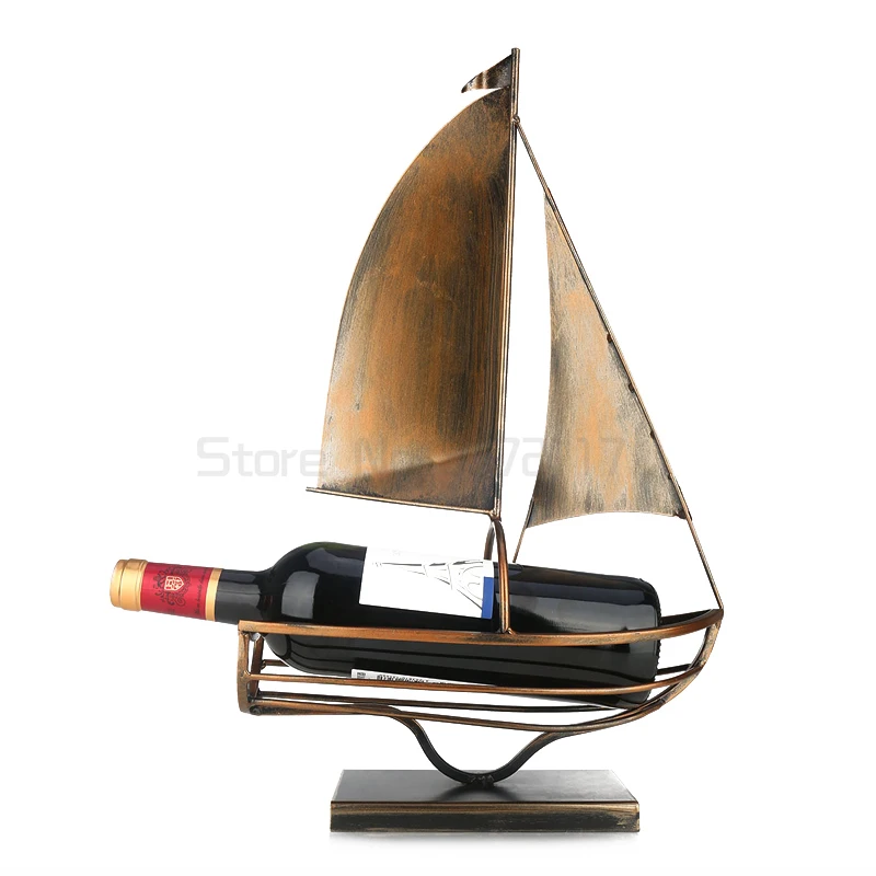 

Держатель для винной бутылки на паруснике, креативный Железный Держатель для винных бутылок в европейском стиле, украшение для дома, подаро...