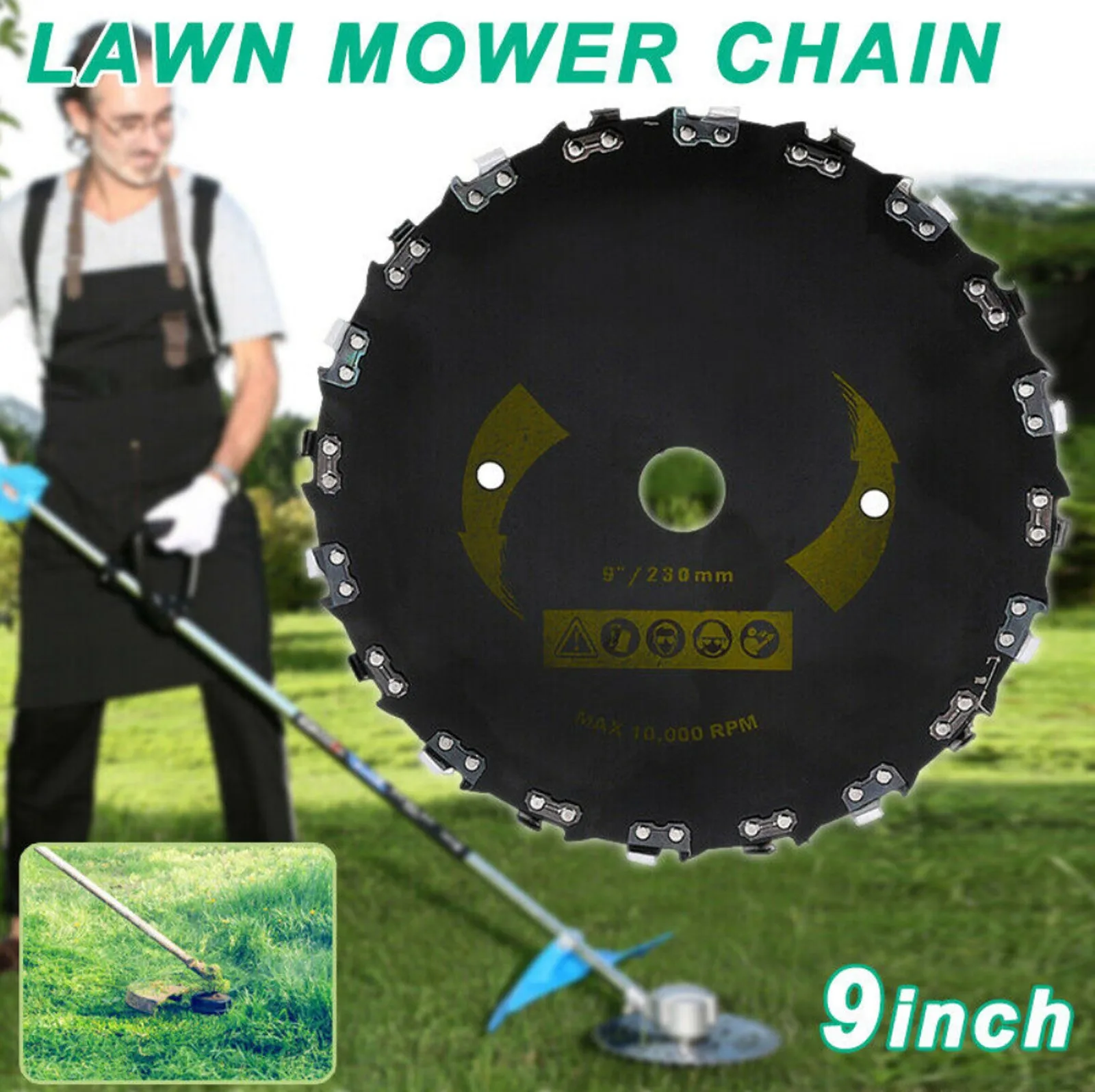 

Grass Brush Lawn Mower Grass Feed Trimmer Head Brush Cutter 9 Inches Garden Power Tool Accesso For Lawn Mower Weeding Garden