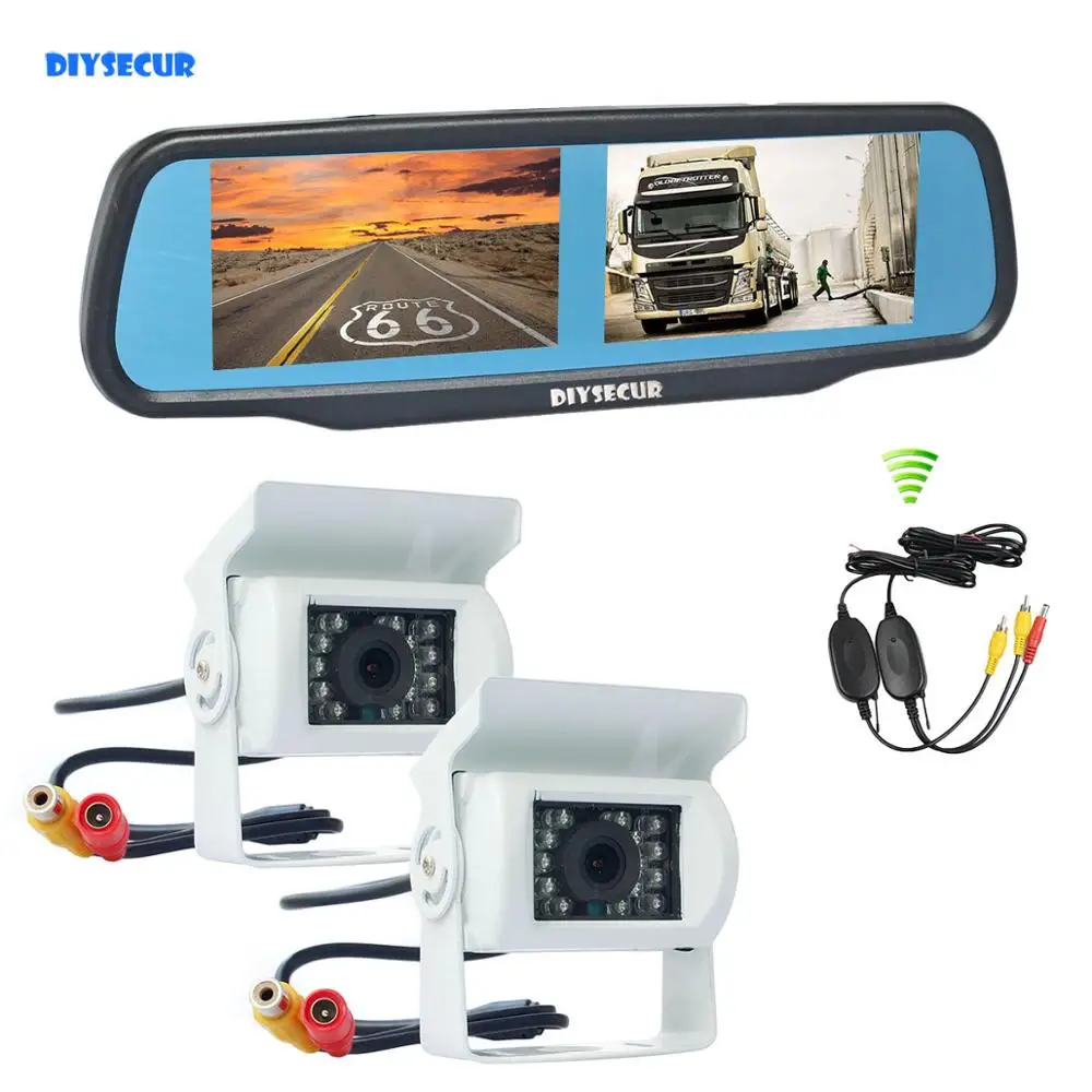 DIYSECUR беспроводной 4 3 &quotзеркало заднего вида автомобиля монитор + ночной Visioin CCD