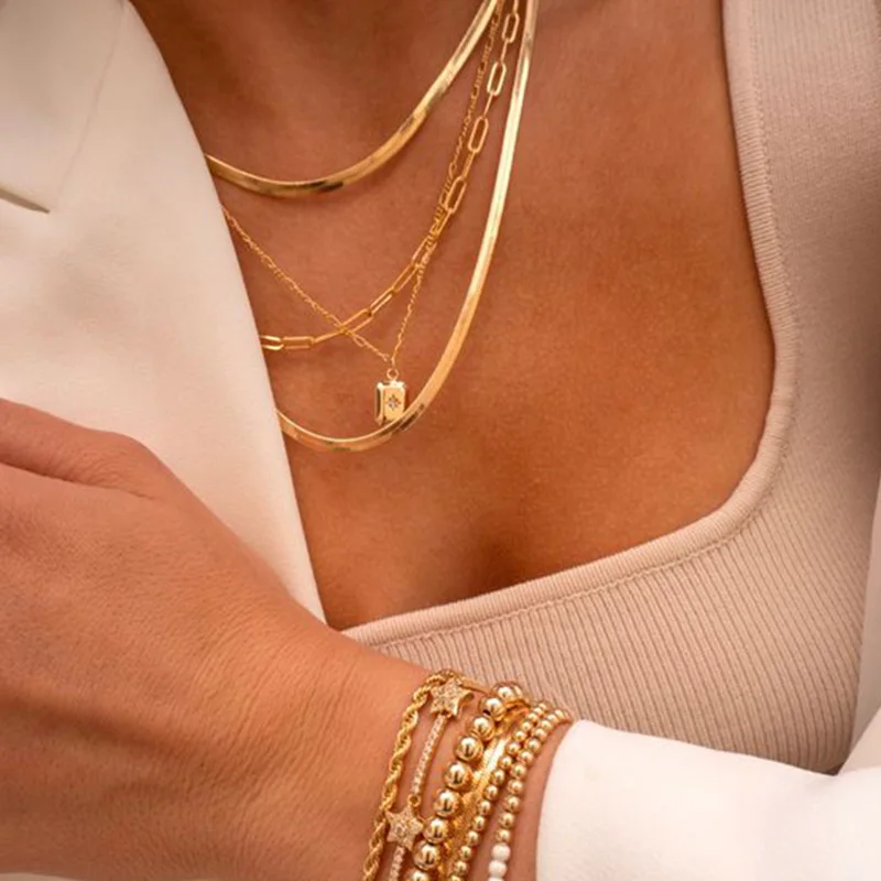 Минималистичное женское ожерелье Vnox из змеиной цепи чокер нержавеющей стали с