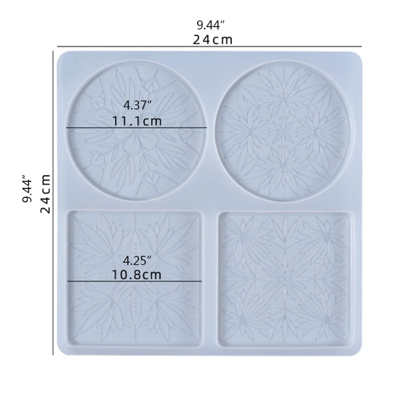

D2TD 4Cavities Mandala Flower Pattern Coaster Epoxy Resin Mold Cup Mat Silicone Mould