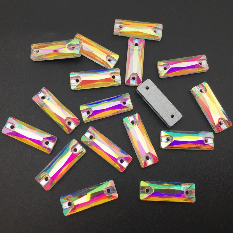 Прямоугольная багета для шитья камни кристально чистые AB с плоской задней