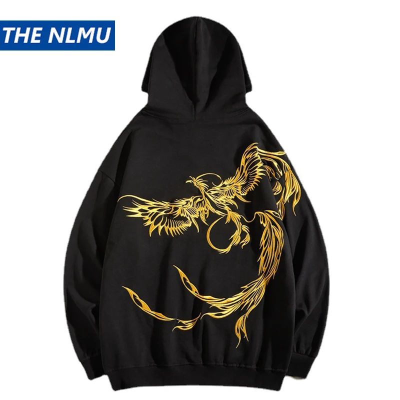 2021 осенние толстовки с вышивкой Феникс и свитшот для мужчин хип-хоп Свободная