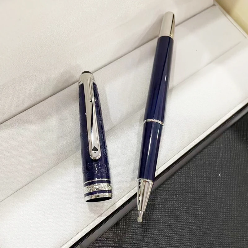 

2021 The latest poker flower blue resin ballpoint pen korean stationery mb gel pens office accessories