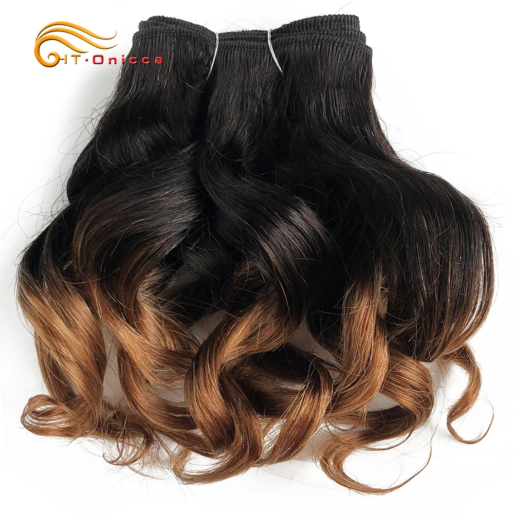 Funmi Hair Bundles With Closure Brazilian Curly Weave Wave Bundle 4*4 1B 27 #4 30 99J Ombre | Шиньоны и парики