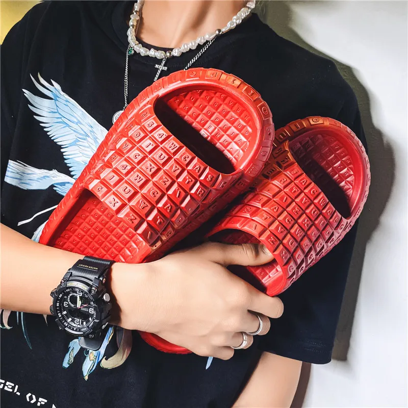 Сандалии с клавиатурой для мужчин и женщин тапочки дома пляжа отдыха 9 цветов на