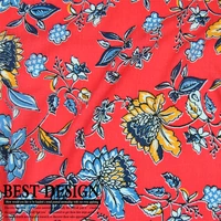 leolin red flower 100 cotton one piece dress shirt skirt cloth fabric diy sewing tissu