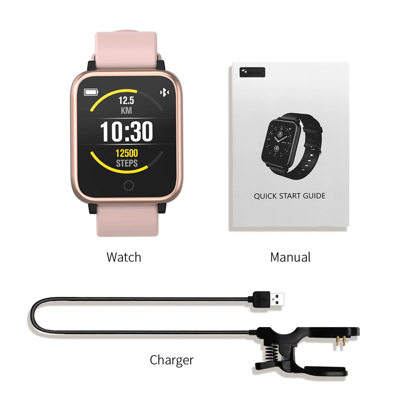 

Blulory 2PCS BW1 Smart Watch Global Version IP67 Waterproof Heart Rate Monitor Bluetooth Compatible with Android iOS Phone