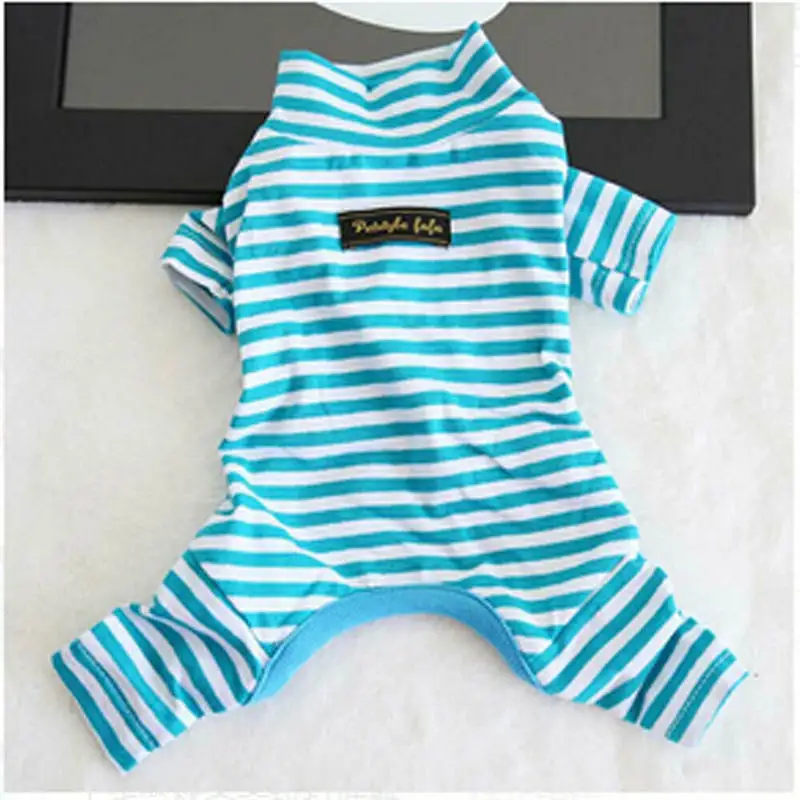 

Lovely Dog Jumpsuit Stripe Teddy Clothes Pajamas Puppy Autumn Winter Pet Cat Sleepwear