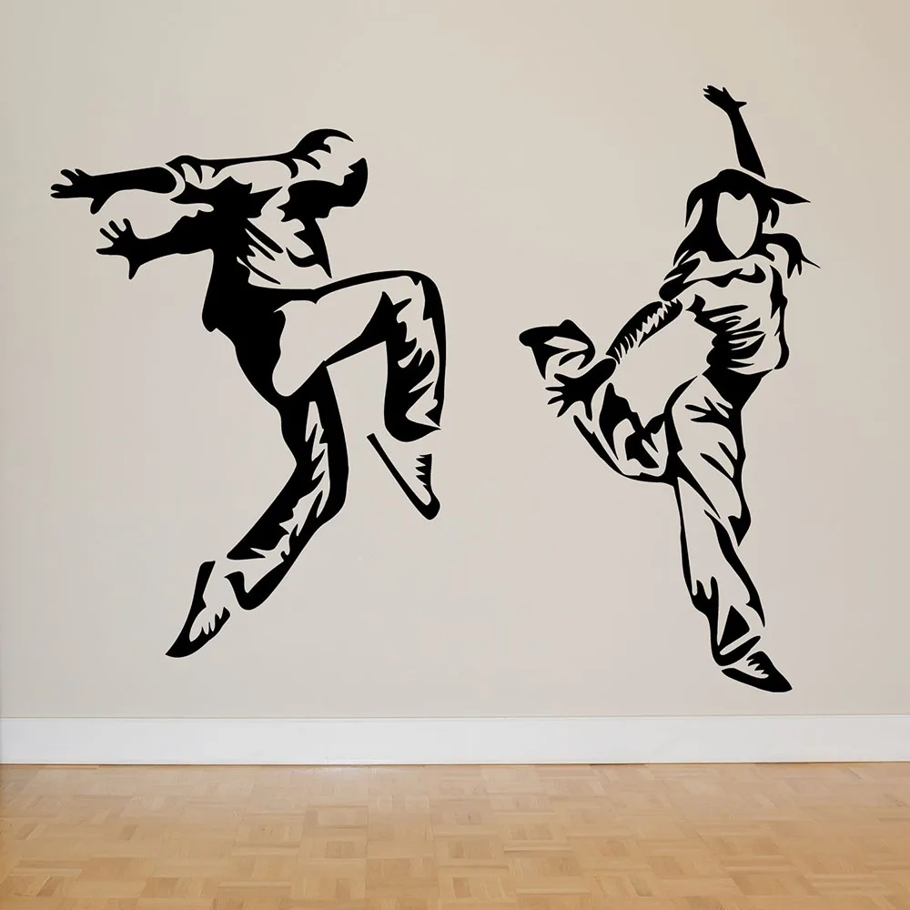 

Hip Hop Dancers Wall Decal Breakdance Dance Studio Teens Bedroom Interior Decor Cool Style Door Window Vinyl Stickers Mural E260