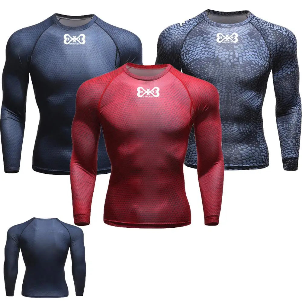 Новинка Мужская компрессионная рубашка с длинным рукавом и принтом черепа