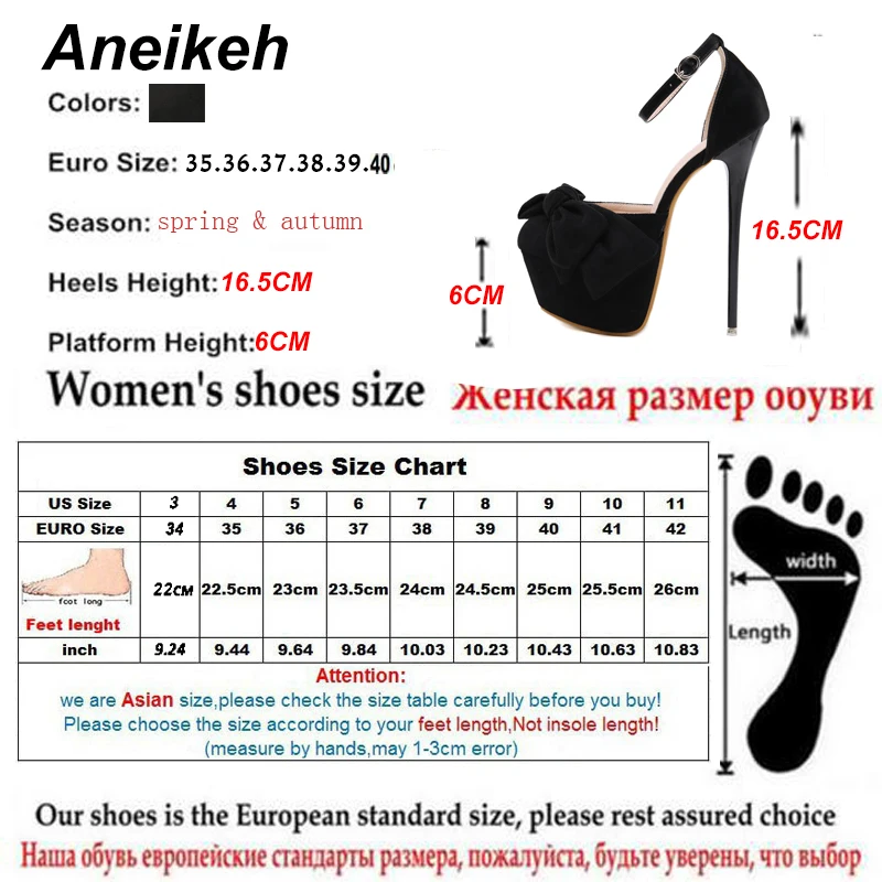 Aneikeh пикантные туфли-лодочки; женские Фетиш-туфли на очень высоком каблуке; женские туфли-лодочки на платформе с пряжкой и бантом для стриптиза; обувь для вечеринок на тонком каблуке