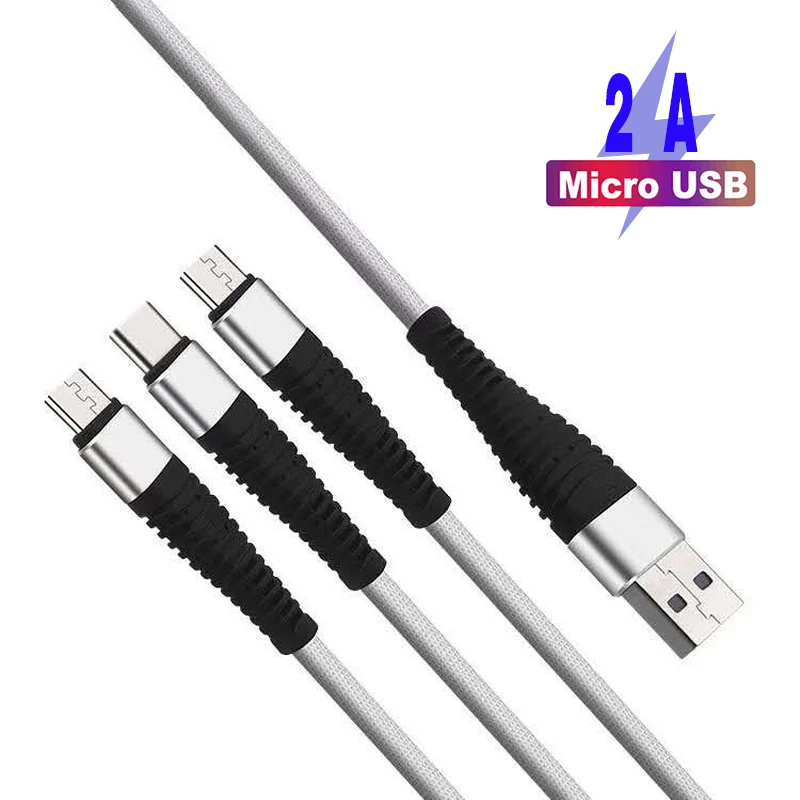 Нейлоновый Micro USB кабель 8Pin Тип C для iPhone 8X7 6 6S Plus iOS 10 9 8 Samsung Nokia|Кабели мобильных