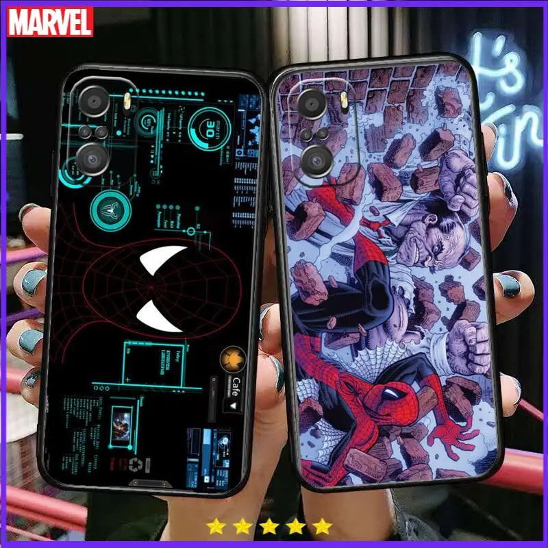 

Marvel Spider-Man Phone Case For xiaomi redmi 11 Lite pro Ultra 10 9 8 MIX 4 FOLD 10T Black Cover Silicone Back Prett