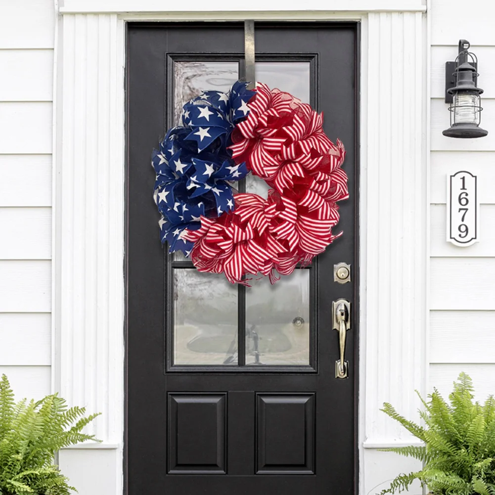 

Patriotic Wreath Independence Day Wreath Fourth Of July Wreath Decoration For Front Door Handcrafted American Flag Wreath Decor