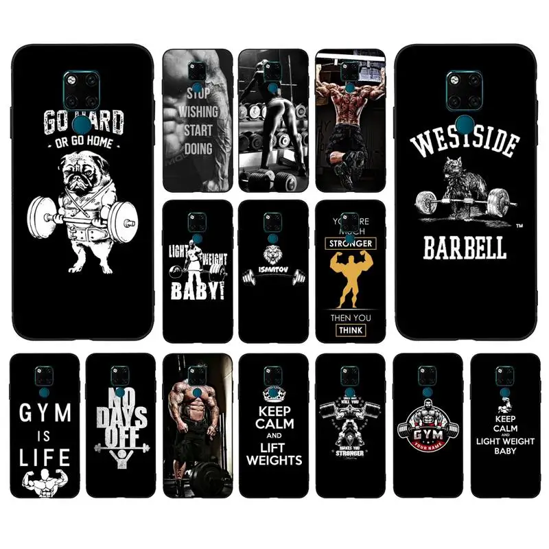 

YNDFCNB Bodybuilding Gym Fitness Phone Case for huawei mate 10 20 lite pro X Honor play Y6 5 7 9 prime 2018 2019